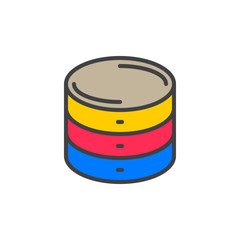 Database filled outline icon, vector sign, colorful illustration