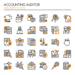 Accounting Auditor Elements , Thin Line and Pixel Perfect Icons.