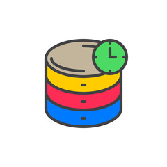 Database backup filled outline icon, vector sign, colorful illustration