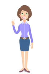 Businesswoman showing victory sign