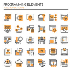 Programming Elements , Thin Line and Pixel Perfect Icons.