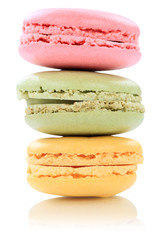 Macarons Macaroons Kekse Stapel Dessert aus Frankreich Freisteller