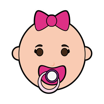 female baby with pacifier icon image vector illustration design 