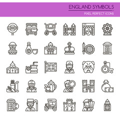 England Symbols , Thin Line and Pixel Perfect Icons.
