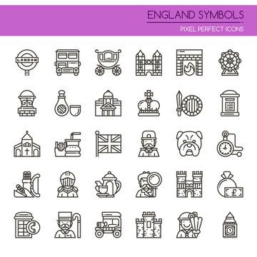 England Symbols , Thin Line and Pixel Perfect Icons.