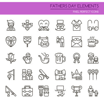 Fathers Day Elements , Thin Line and Pixel Perfect Icons.