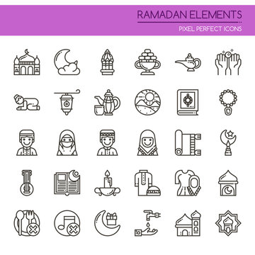 Ramadan Elements , Thin Line and Pixel Perfect Icons.