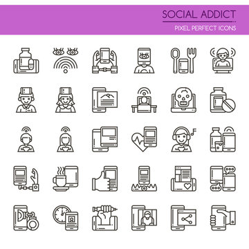 Social Addict Elements , Thin Line and Pixel Perfect Icons.