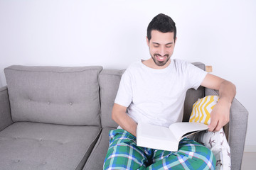 Man reading a book.