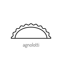 Pasta. Flat linear icon isolated. Black and white object