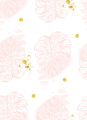 Vector seamless pattern with polka dots of rose gold and black. Gold dots, sparkles, shining dots.