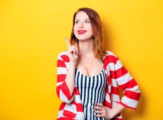 Woman on yellow background