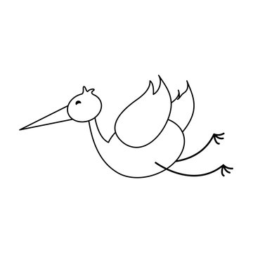 crane or stork icon image vector illustration design  black line