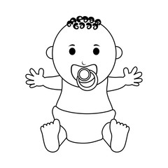 male baby with pacifier  icon image vector illustration design  black line