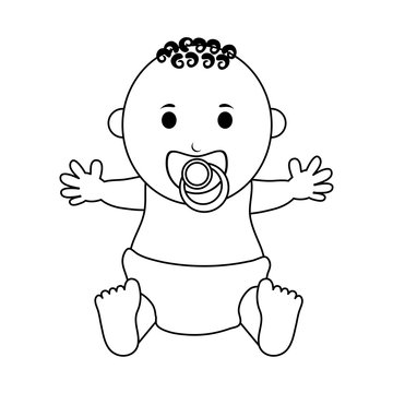 male baby with pacifier  icon image vector illustration design  black line
