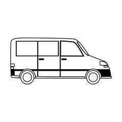 car van  sideview cartoon icon image vector illustration design  black line