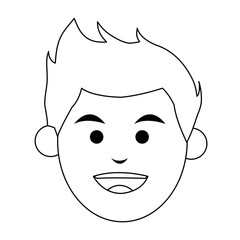 head of smiling man icon image vector illustration design  black line