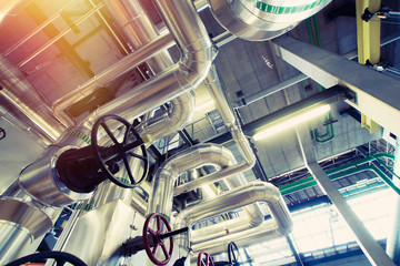 Industrial zone, Steel pipelines, valves and pumps
