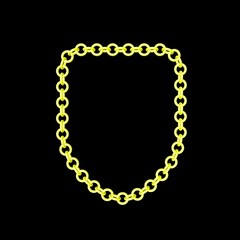 Chain frame.Shield.Isolated on black background. Cartoon style.