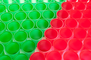 Multicolor plastic glasses isolated on white background