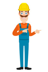Builder pointing something beside of him
