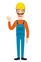 Builder showing a okay hand sign