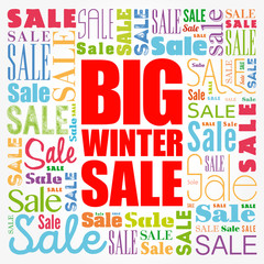 Big winter sale words cloud, business concept background