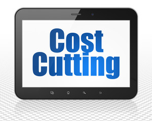 Business concept: Tablet Pc Computer with Cost Cutting on display