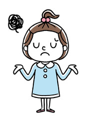 女の子：がっかり、悩む