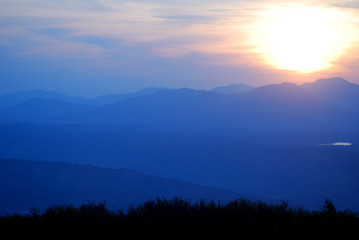 Mountain view, mountain landscpae at sunset or sunrise