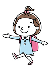 歩いて通学する女の子