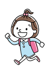 走って通学する女の子
