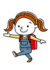 歩いて通学する女の子