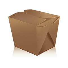 Closed blank takeout wok box mockup. Vector 3d packaging. Carton box for asian or chinese take away food paper bag