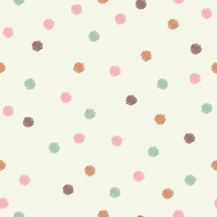 Polka dot seamless pattern. Satin stitch embroidery. Vector illustration. Textile rapport.
