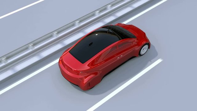 Automatic braking system avoid car crash from car accident. Concept for driver assistance systems. 3D rendering animation.