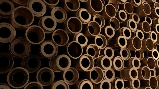3d render of metal shapes with loopable animation. Random movement of metallic shape primitives. Industrial abstract concept.