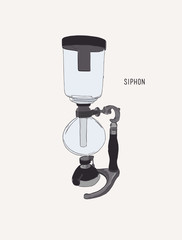 siphon or syphon coffee machine , sketch vector.