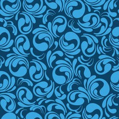 Excellent seamless floral background of blue color. Vector illustration.