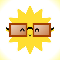 Vector Glasses and Sun on White Background