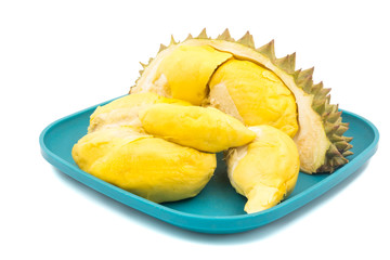 King of fruits, Durian on white background.