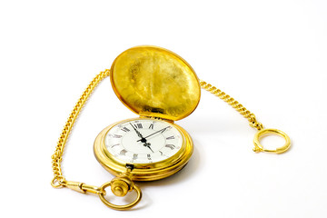 Goldene Taschenuhr mit Uhrenkette