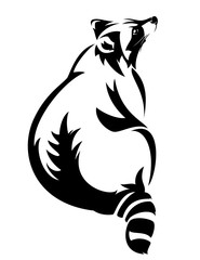 sitting raccoon black and white vector design © Cattallina
