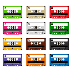 colorful audio cassette tapes
