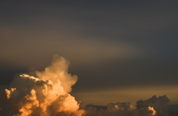 big clouds in evening sky.