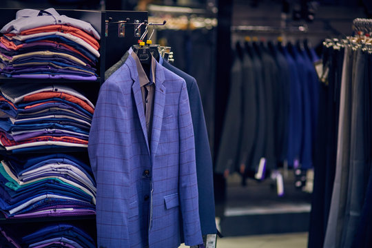 Men's Jackets On Hangers In The Men's Store