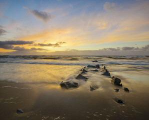 Seascape, sunset over the sea