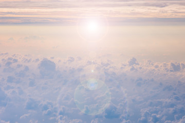 fluffy cloud on the sky and flare sunset time