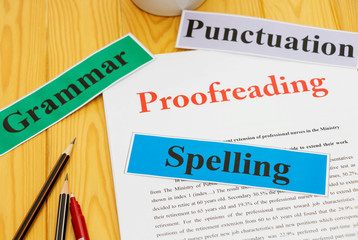 proofreading paper on table