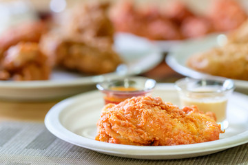 A plate of fresh, hot, crispy fried chicken